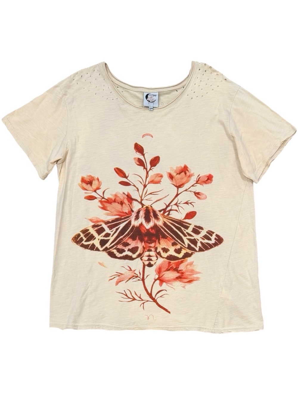 Jaded Gypsy Moon Dance Moth Garden Distressed Tee